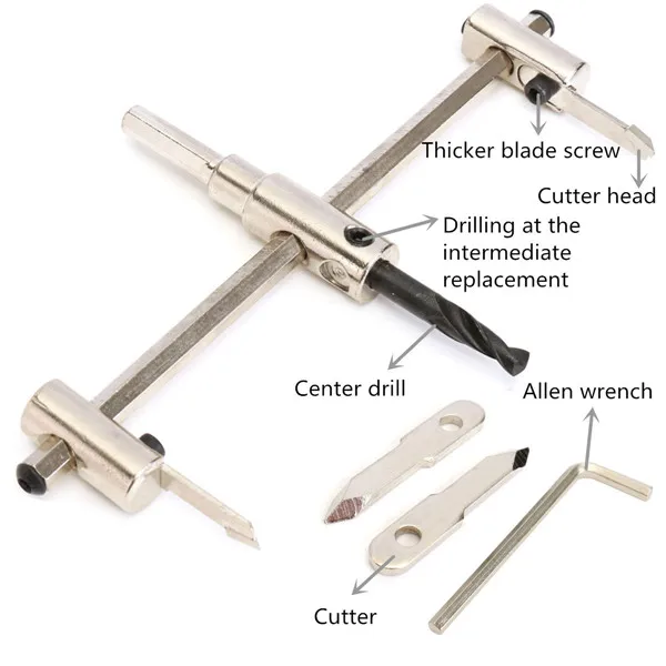 40mm-200mm Adjustable Metal Wood Circle Cutter Hole Saw Drill Bit