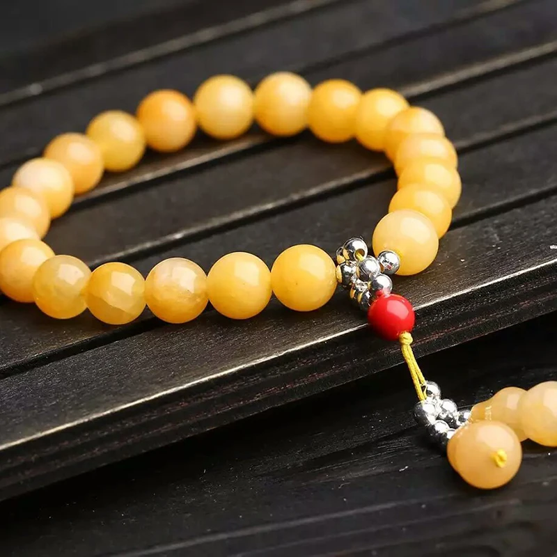 Браслеты из натурального старого желтого камня 8 мм с подвеской в виде тыквы|bracelet