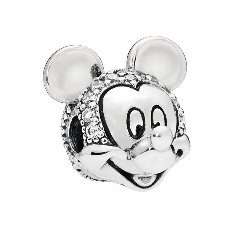 

NEW Shimmering Mouse Portrait Clip Charm With CZ fits Pandora Charm Bracelet 925 Sterling Silver DIY Beads Jewelry 2018 Winter