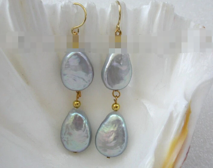 

hot sell new - 1646 baroque gray freshwater pearls dangle earrings