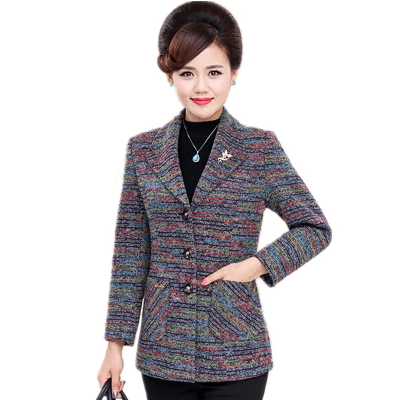

Spring and autumn and winter short jacket Slim stylish middle-aged ladies long-sleeved woolen small suit jacket