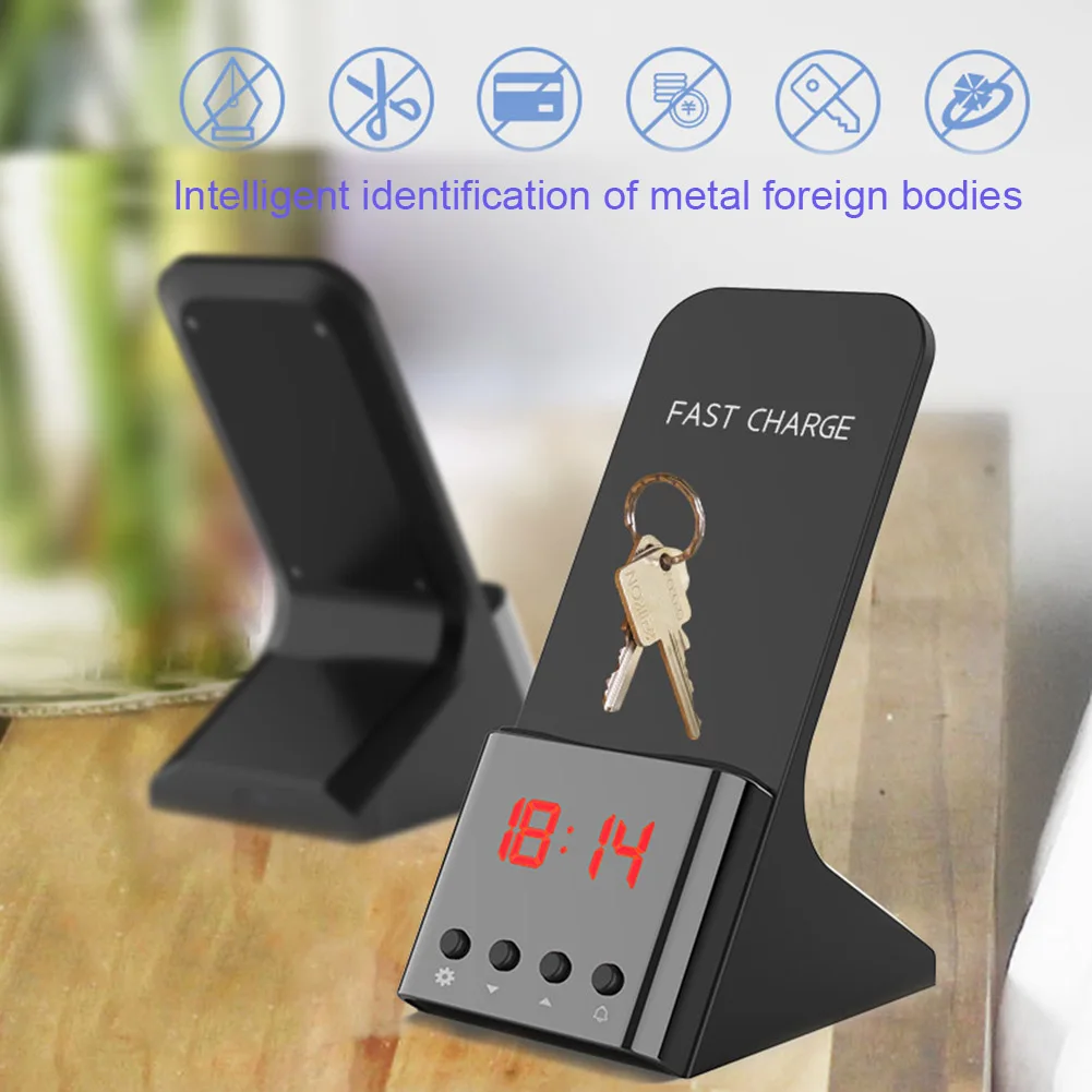 

10W Qi Standard Fast Wireless Charger with Alarm Clock Stand for iPhone X XS Samsung WIF66