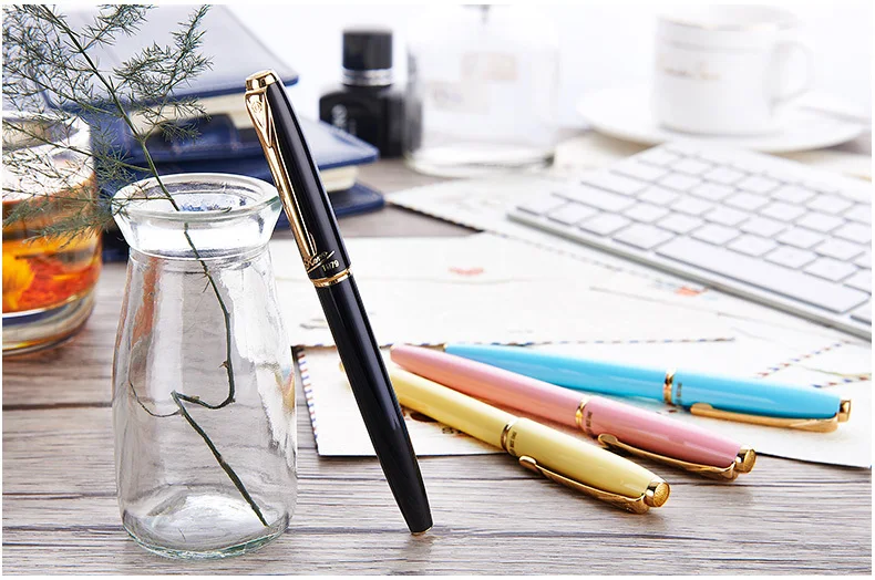 Авторучки Hero, Подлинная 1079 ультратонкая ручка, 0,38 мм, для студентов, офиса, бизнеса, Подарочная коробка, черный, розовый, желтый, синий