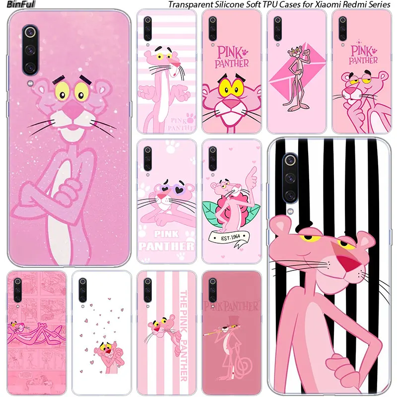 

Cute cartoon Pink Panther Silicone Case For Xiaomi Pocophone F1 9T 9 9SE 8 A2 Lite A1 A2 Mix3 Redmi K20 7A Note 4 4X 5 6 7 Pro
