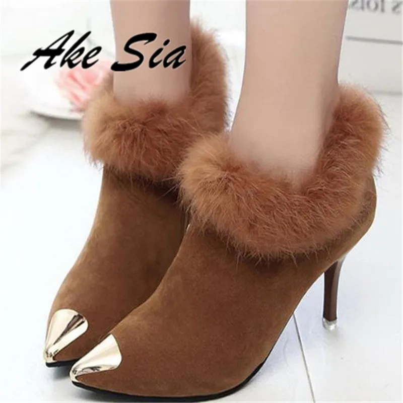 

Ake Sia 2017 Autumn Winter Korean Fashion Womens Warm Fluff Side Zipper Snow Bottine Martin Boots Mujer Shoes Ankle Booties