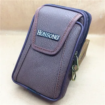 

New pu pockets chest bag men's retro leather wallet cash slot zipper pocket belt ring vertical leather phone bag belt pocket 126