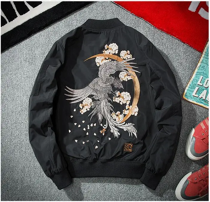

yizlo jackets men autumn Yokosuka bomber jacket women anorak windbreaker jaqueta masculino casaco Phoenix embroidery