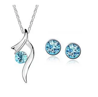 CS239 Hot Sale Cheap Promotion Fashion Silver Plated Austrian Crystal Necklace/Stud Earrings Wedding Jewelry Sets For Women | Украшения и