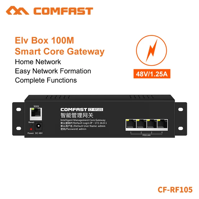 $49.99 Comfast CF-RF105 100M Smart Core Gateway AC Gateway Routing with 4 LAN 10/100Mbps POE Interface Wifi Project Router CF-RF105