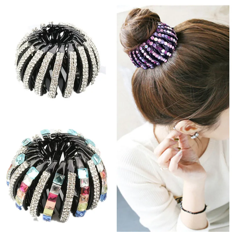 2 Size New Fashion Beautiful Crystal Rhinestone Ponytail Hair Ornaments Bud Hair Clip Hairpin Women Fashion Hair Accessories
