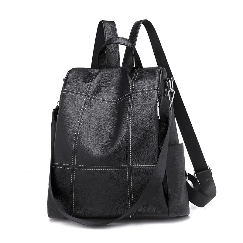 

Adisputent Women Concise Norm Backpack Neutral Schoolbag Knap-sack Anti-theft Design Waterproof PU Backpacks