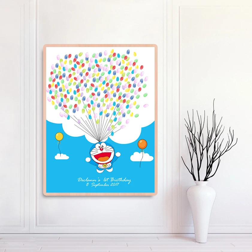 

Baby Shower Baptism Decor Fingerprint Signature Painting Wish Guest Book Birthday Doraemon Holy First Communion souvenirs