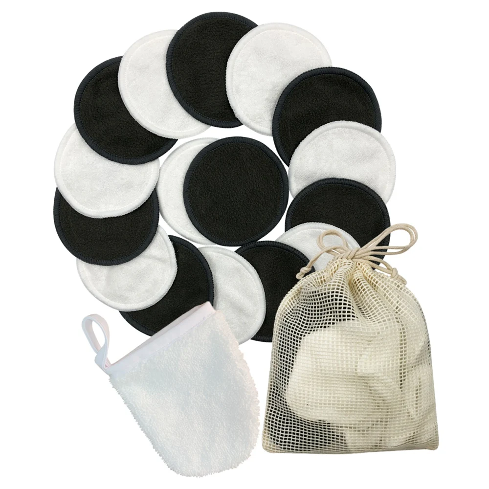 

12/16Pcs Reusable Makeup Remover Cotton Pads Bamboo Charcoal Microfiber Deep Cleansing Cotton Pads Makeup Remover Random Color