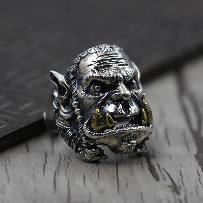 S925 Silver Carved dulongtan domineering personality of Thai silver jewelry ring build Retro Old ring S925 Silver Carved dulongtan domineering personality of Thai silver jewelry ring build Retro Old ring