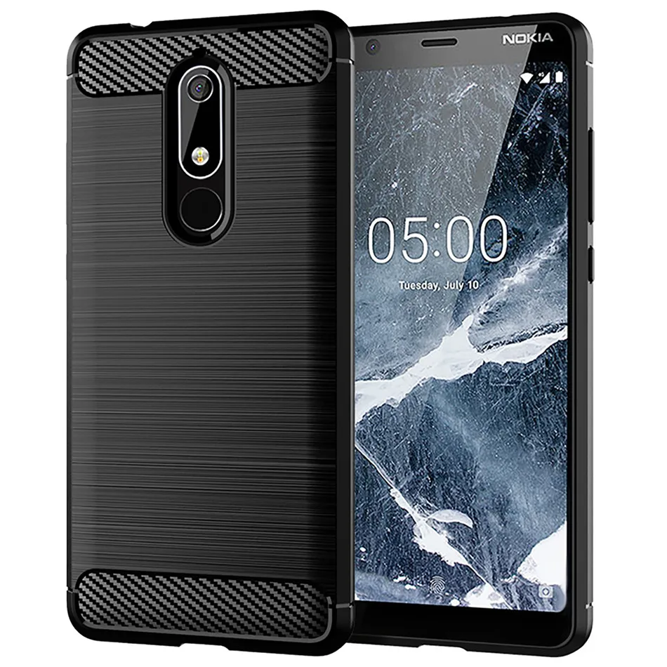 Для Nokia 5 1 X5 Plus чехол Чехол из углеродного волокна бампер Прочный противоударный