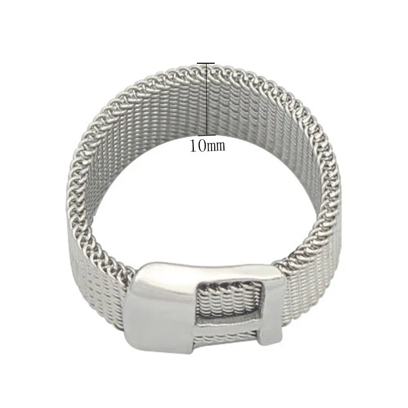 Fashion women jewelry Accessories band strap ring 316L stainless steel wire mesh trendy ring Men Jewelry Wedding Rings