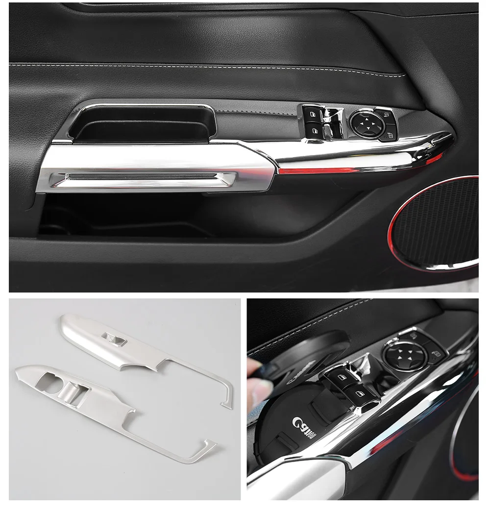 SHINEKA Автомобильная дверная ручка панель подлокотника переключатель стеклоподъемника декоративная рамка для кнопки крышка отделка для Ford Mustang