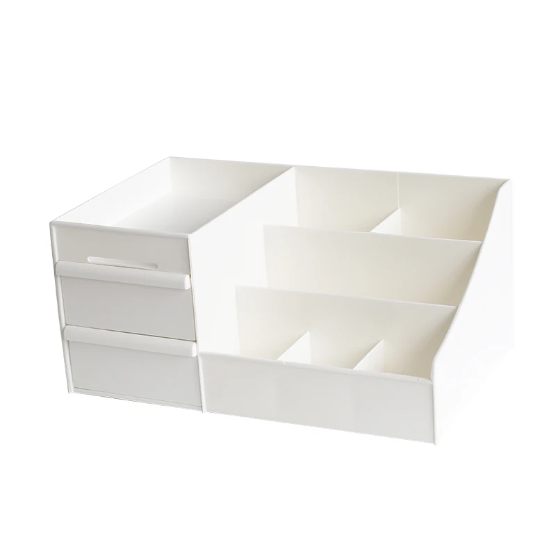 

Ins Large Cosmetic Storage Box With Drawer White Desktop Jewelry Mask Lipstick Brush Makeup Organizer Sundries Container
