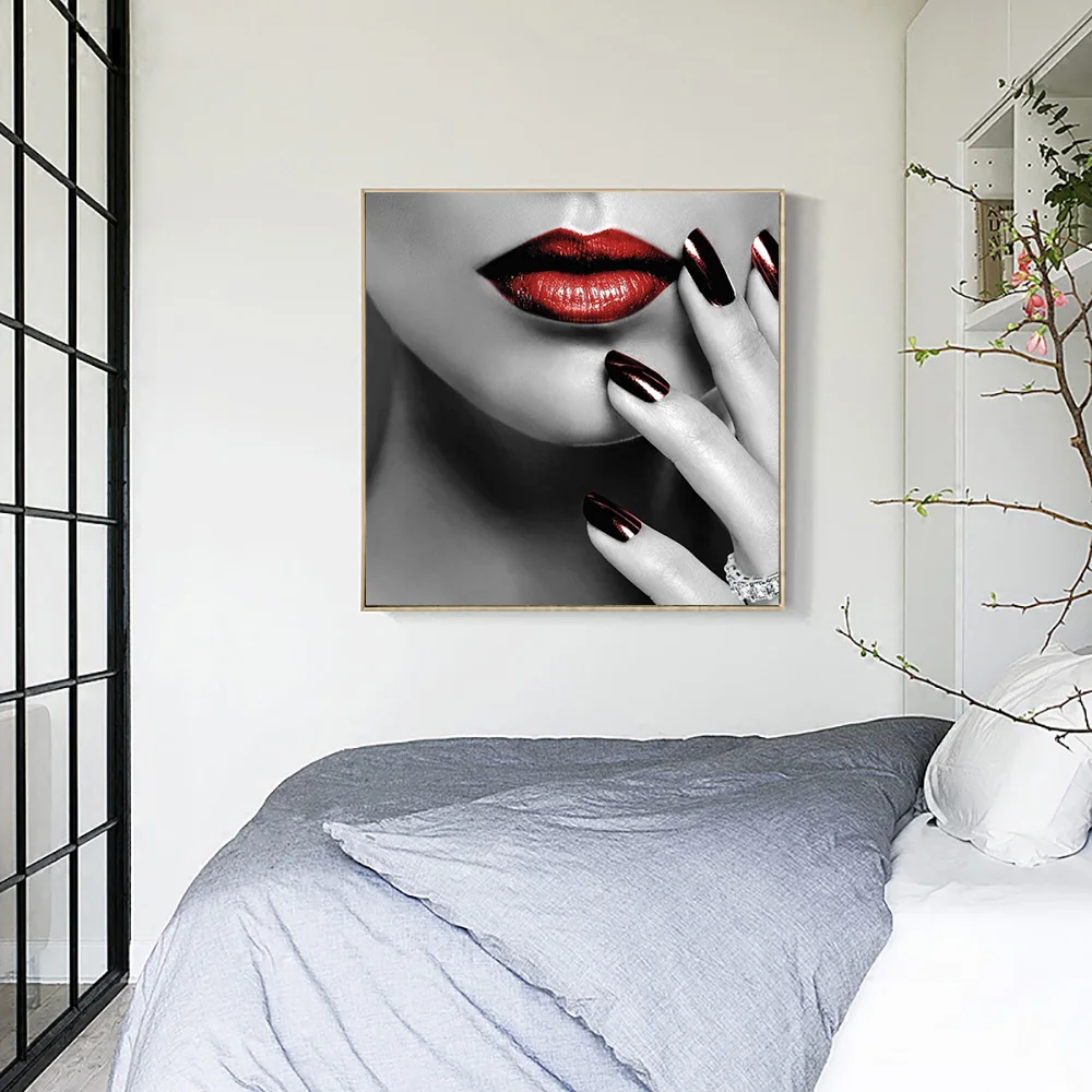 Cuadros Decoracion модные красные губы женские постеры и принты Холст Картина настенный