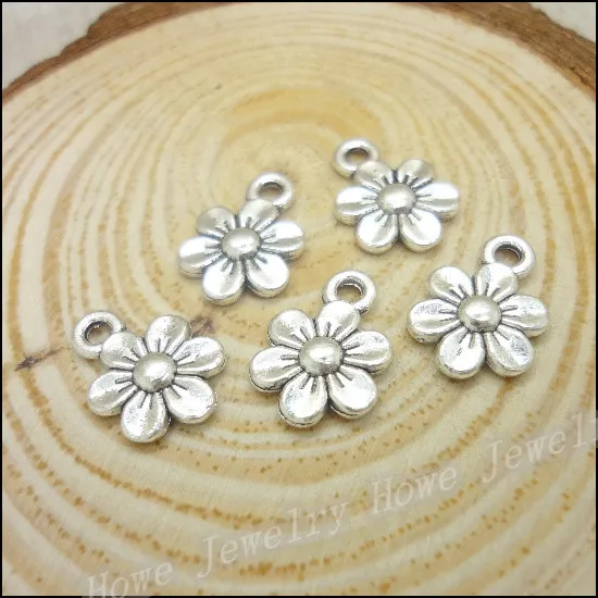 Free shipping! 150pcs Antique silver Charms Flowers Pendant Fit Bracelets Necklace DIY Metal Jewelry Making | Украшения и