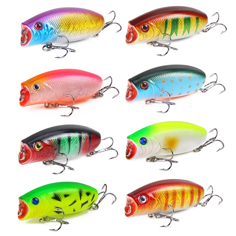 

10g/55mm Artificial Bait Fishing Lures Super Top Water 3D Eyes Hard Lake Mini Popper Wobble Jerkbait Crankbait Floating Topwater