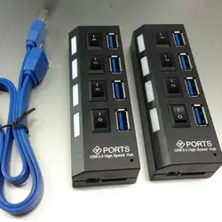 Noyokere Mini USB 3.0 хаб 4 Порты 5 Гбит/с, высокая Скорость концентратор usb Портативный USB HUB с вкл/выкл переключатель сплиттер USB Кабель-адаптер для ПК