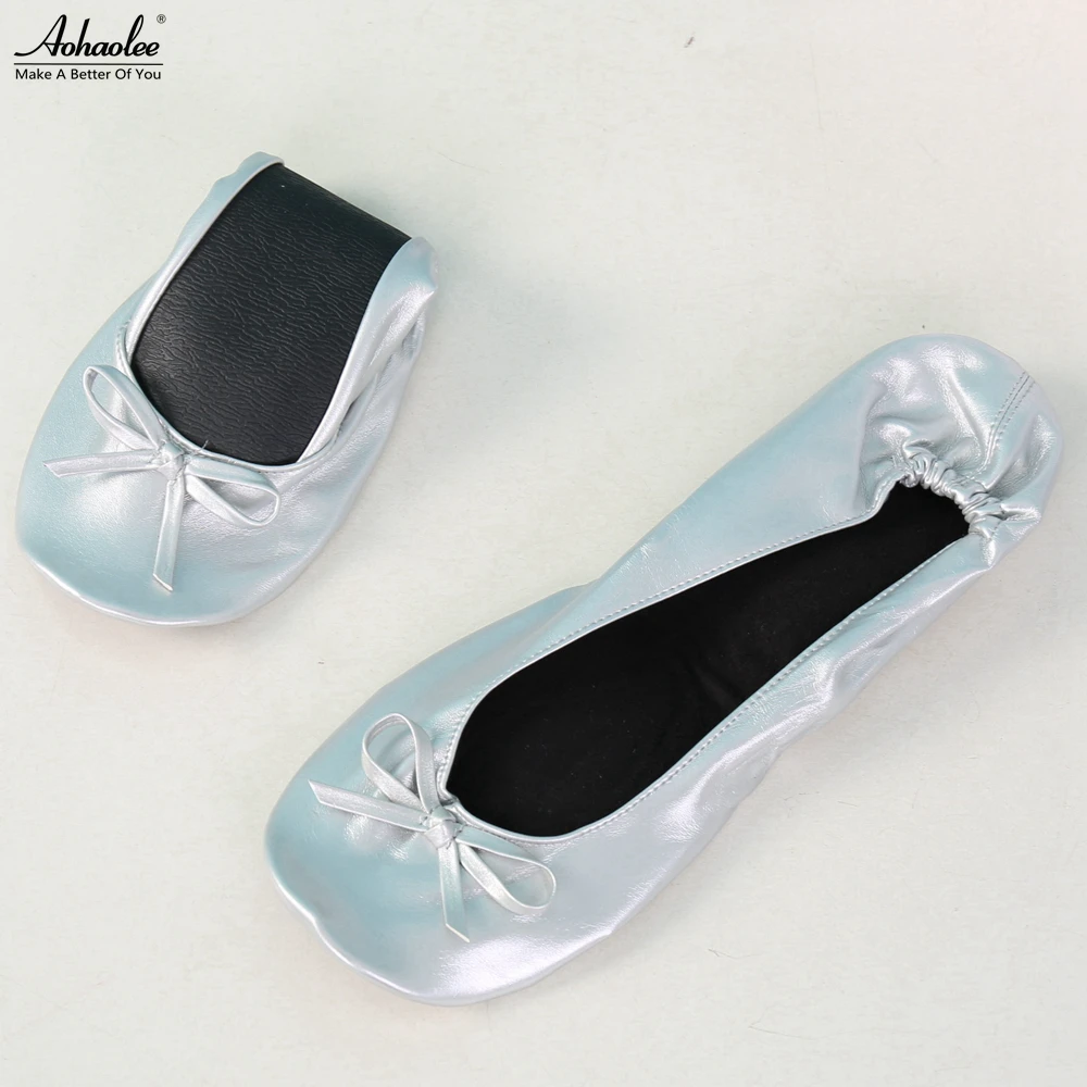 After Party Shoes Foldable Ballet Flats Portable Travel Fold Up Shoe Prom Ballerina Flats Roll Up for Bridal Wedding Party Shoes