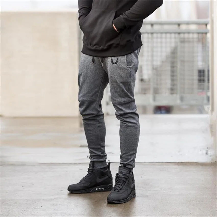 2018 Новая мода Плотные брюки талия бегунов Для мужчин s пот Штаны Персонализированные Вышивка Повседневное высокое Качественный хлопок пот