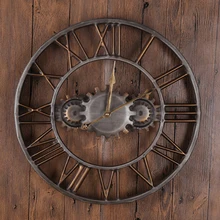 2016 Handmade 3D Round Vintage Gear Wall Clock home living room ornaments creative metal quartz clock 2016 Handmade 3D Round Vintage Gear Wall Clock home living room ornaments creative metal quartz clock