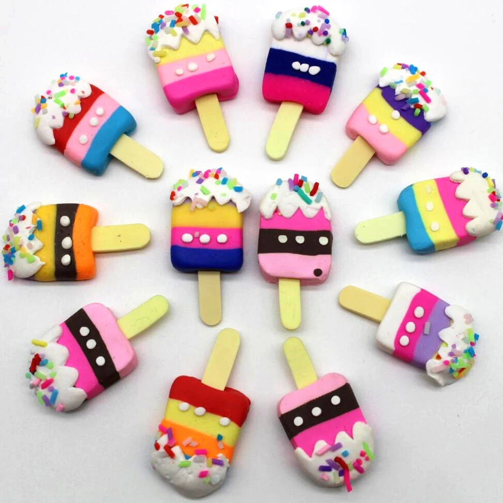 

10 pieces/pack 17*36mm clay colorful ice cream ice cream DIY home decoration gadgets Mix.