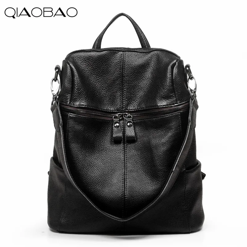 

QIAOBAO 100% Natural Cowhide Leather Backpack Fashion Newest Backpack Large Schoolbag Travel Bag Lover backpack