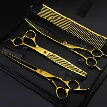 8,0 дюймов фиолетовый дракон Профессиональные Парикмахерские ножницы для стрижки волос ножницы для филировки домашних животных ножницы золотого цвета 440C