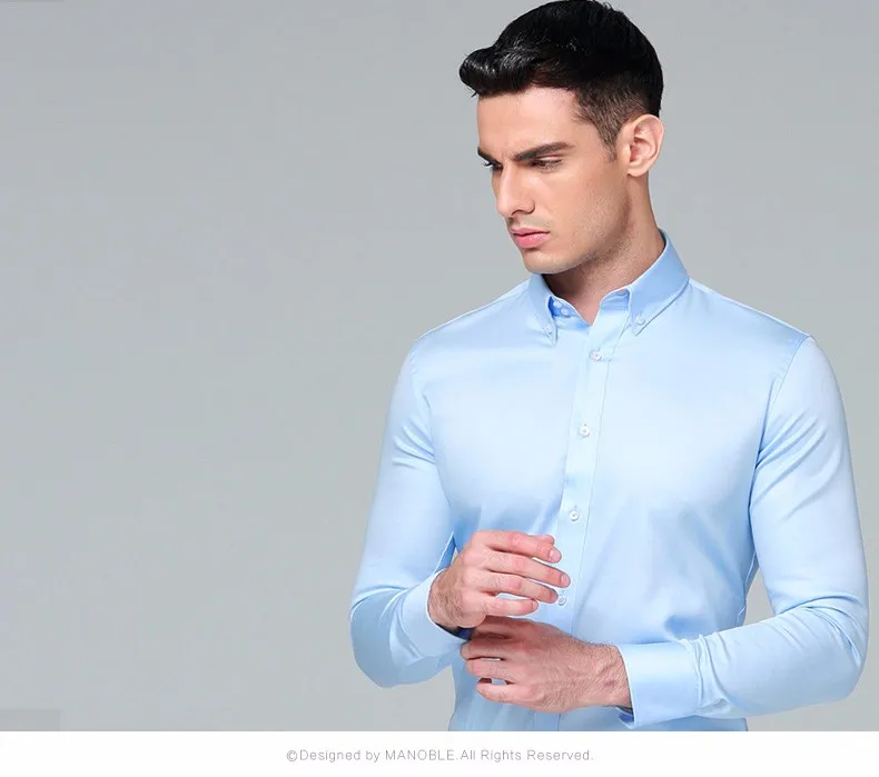 mens short sleeve white shirt High Quality 2021 Brands New Regular Fit Shirts for Men Business Long Sleeve Cufflink Cotton Solid Color Camisas De Hombre mens short sleeve dress shirts