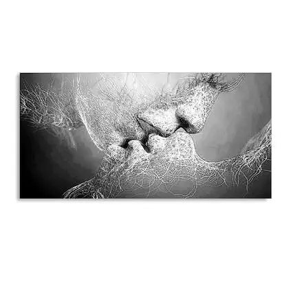 

Creative Black White Love Kiss Abstract Art on Canvas Painting Wall Art Picture Print for Decoration