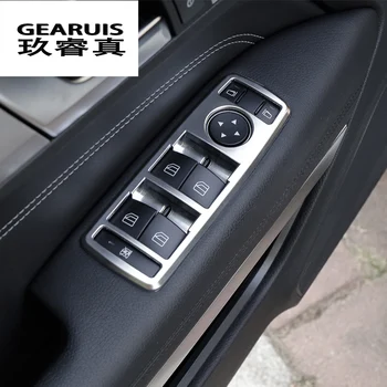 

Car styling door armrest panel cover trim window glass lift buttons frame strip Interior sticker for Mercedes Benz C Class W204
