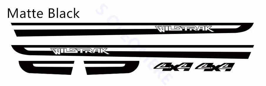 Wildtrak 4x4 графика виниловые наклейки на автомобиль дверь боковая юбка полосы для Ford Ranger подобрать багажник внешние аксессуары - Название цвета: Matte Black