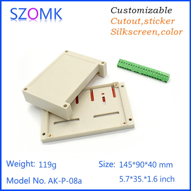 Szomk пластиковый корпус распределительная коробка din rail project box (10 шт.) 145*90*40 мм abs ПЛК