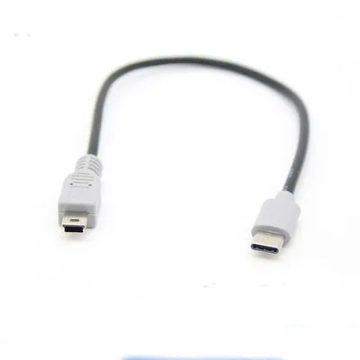 

1pcs USB Type C 3.1 Male To Mini USB 5 Pin B Male Plug Converter OTG Adapter Lead Data Cable for Mobile Macbook 25cm