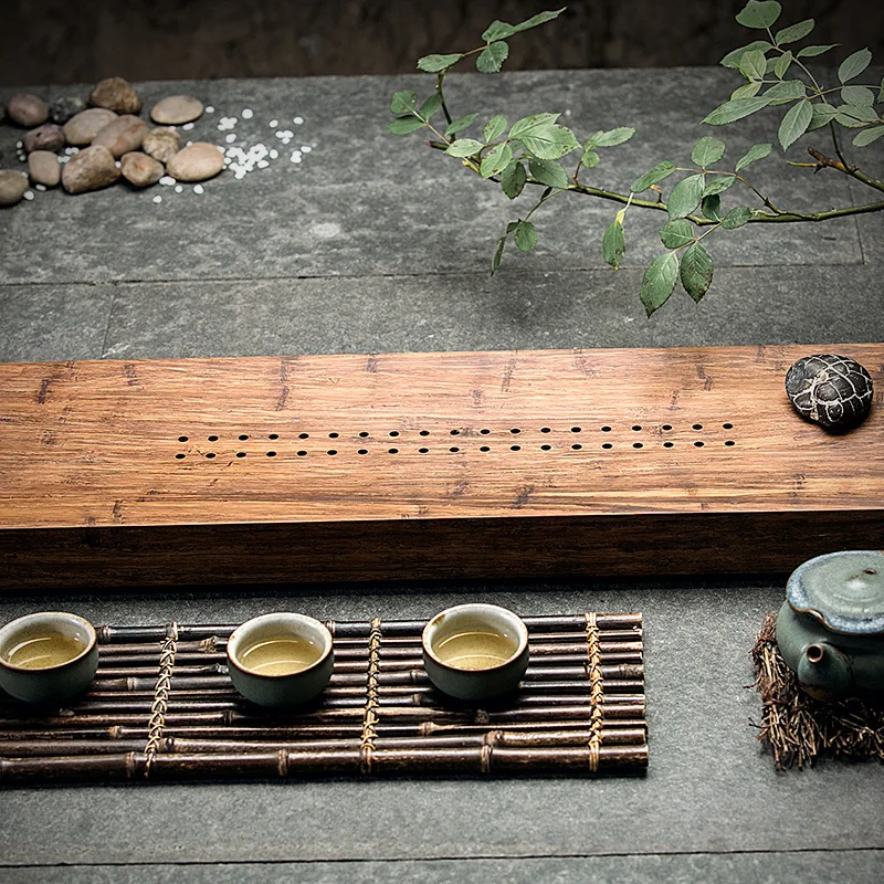 Pesada de Madeira de Bambu Bandeja de Chá de Bambu Chá de Água Montanha] Novo Chinês Criativo Nuvem Chá Yan