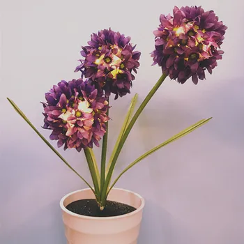 

LED Artificial Potted Fake Flower Light Night Lamp Yellow and Purple Flower Ball Home Decoration