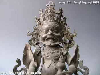 

12 Tibet 100% Pure bronze God of wealth Mahakala Yellow Jambhala Buddha Statue Discount 55%