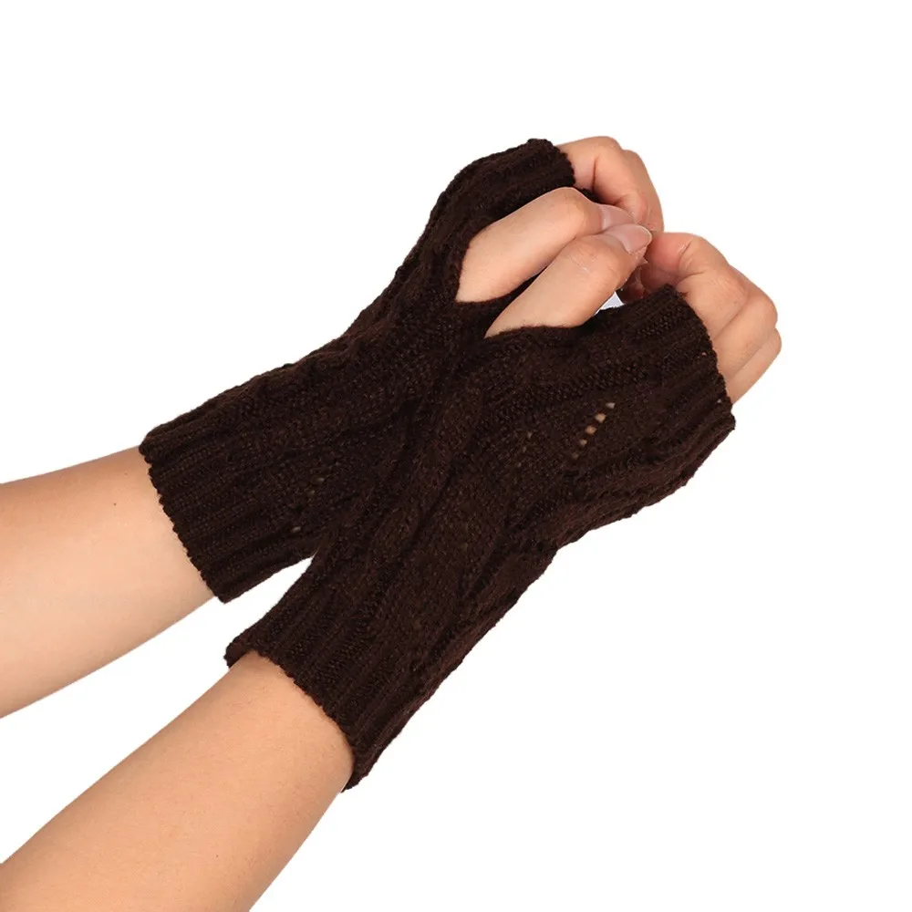 Women/'s Ladies Knitted Fingerless Winter Gloves Soft Warm Mittens Fashion Unisex