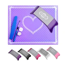 Ногтей Книги по искусству салон Практика силиконовая подушка рук владельца ногтевой валик подлокотника кружева моющийся коврик складной маникюрные инструменты