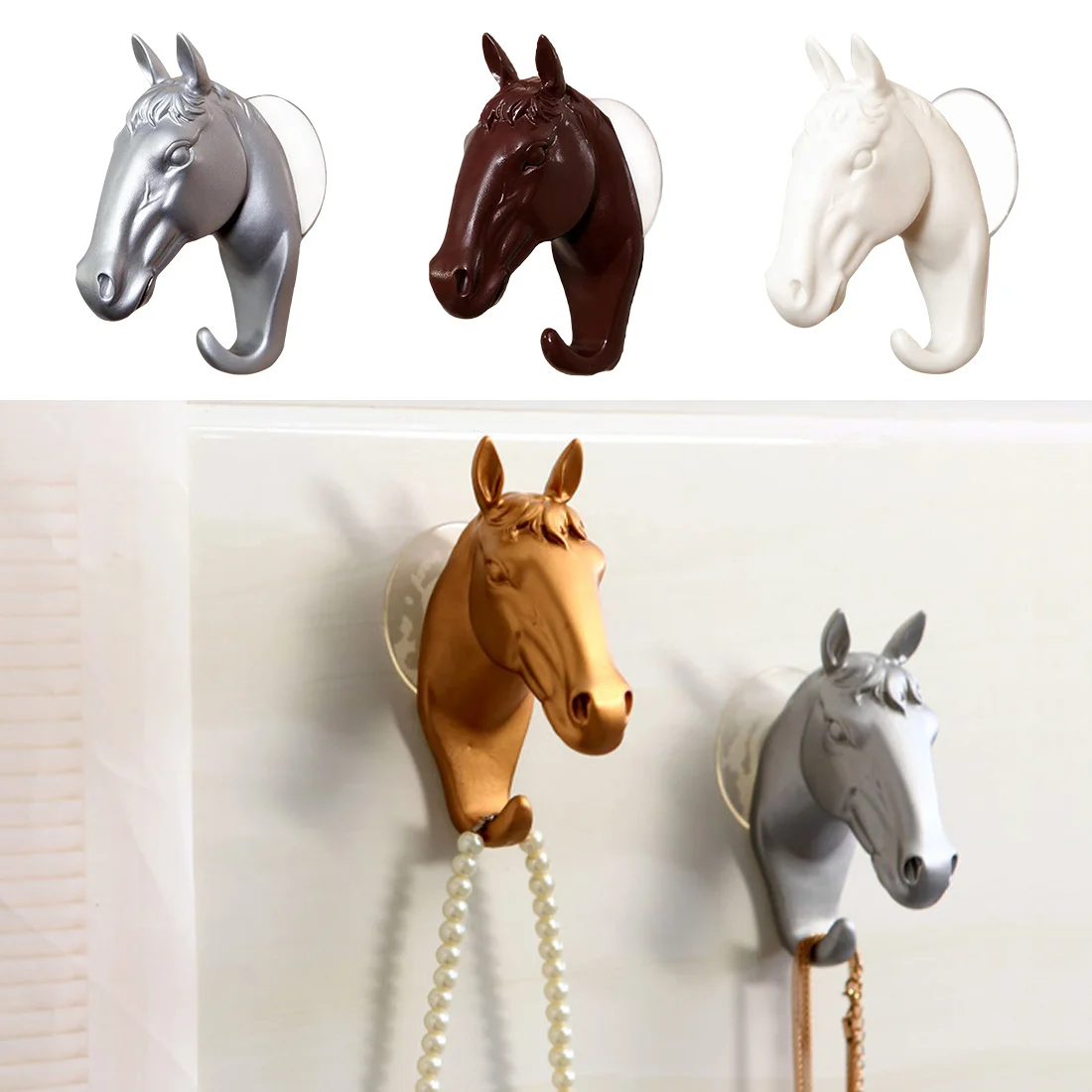 

Wall Bag Keys Sticky Holder Animal Head Self Adhesive Clothing Display Racks Hook Coat Hanger Cap Room Decor Show