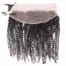 Tdhair перуанские человеческие волосы кудрявые вьющиеся 13x4 кружева Фронтальная с Детские волосы швейцарское кружево натуральный цвет 8-20 дюймов