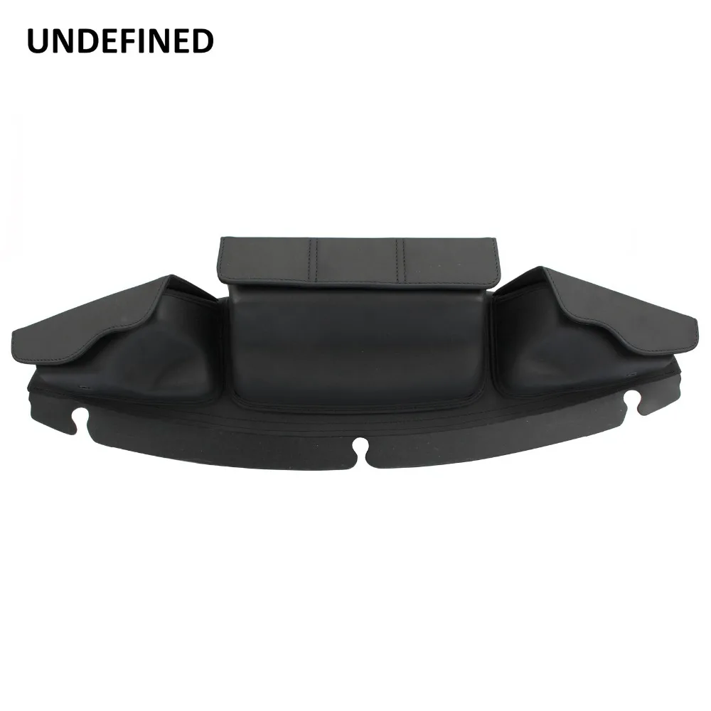 

UNDEFINED Moto Black Windshield Bag Saddle 3 Pocket Fairing Pouch For Harley Touring Street Glide Electra Glide 2014-2018 DDD120