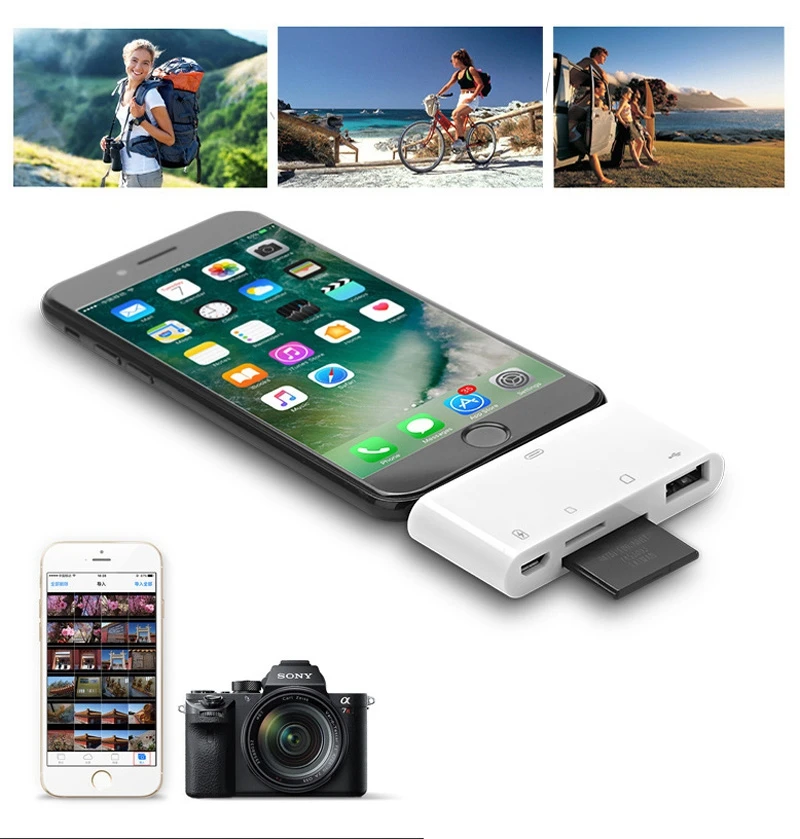 4в1 OTG кард-ридер iOS Телефон SD TF карта памяти ПИСАТЕЛЬ USB камера подключение комплект адаптер для iPhone 11 Pro XS MAX XR 6 7 8 iPad