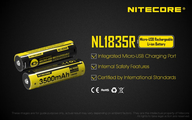 Nitecore NL1835R 18650 Li-ion Battery with Charging Port (1)