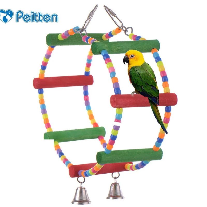 

Colorful Pets Birds Toy Parrot Perroquet Macaw Cockatiel Budgie Scratcher Parrots Climb Circular Hanging Swing Hamster Rats Toy