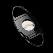 Высококачественные гаджеты из черной нержавеющей стали с острыми двойными лезвиями резак для сигар с черным кожаным чехлом